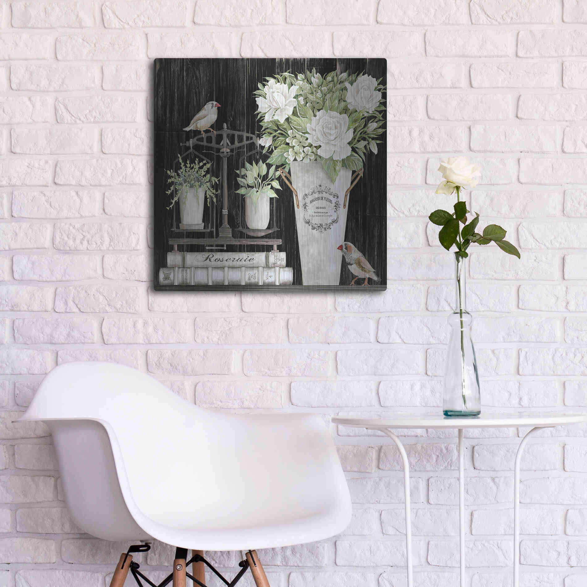 Luxe Metal Art 'Roses and Scales' by Cindy Jacobs, Metal Wall Art,24x24