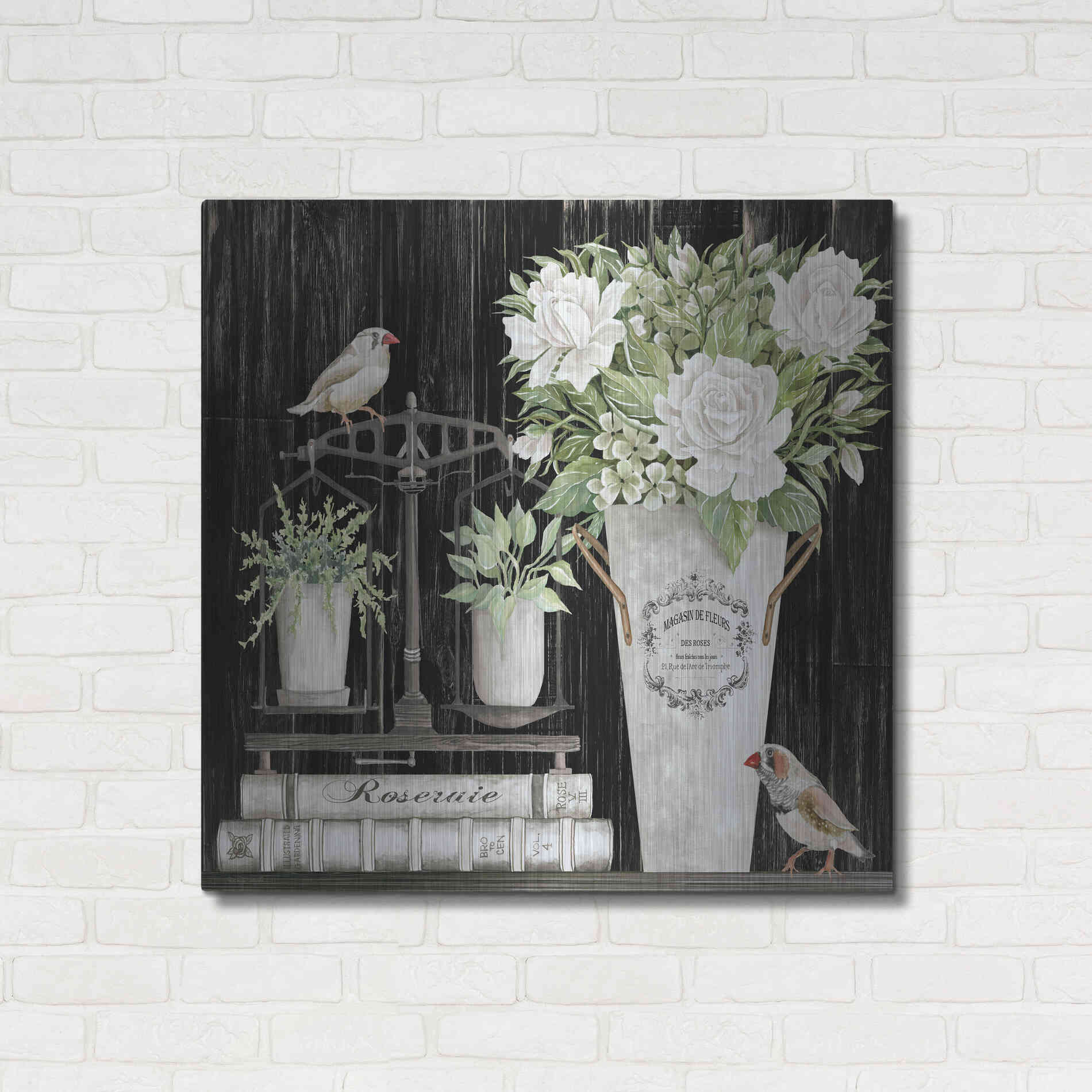 Luxe Metal Art 'Roses and Scales' by Cindy Jacobs, Metal Wall Art,36x36