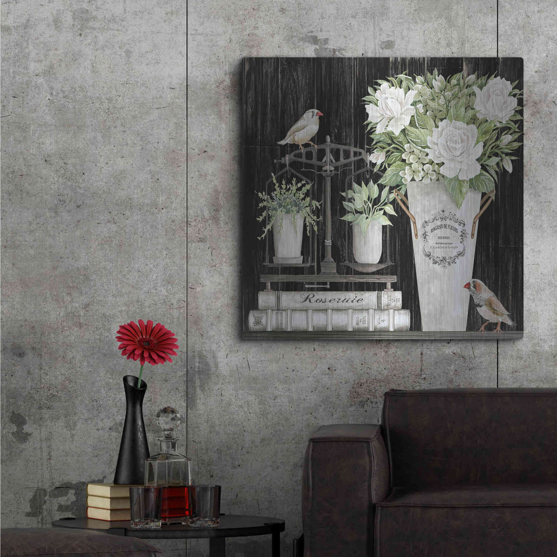 Luxe Metal Art 'Roses and Scales' by Cindy Jacobs, Metal Wall Art,36x36