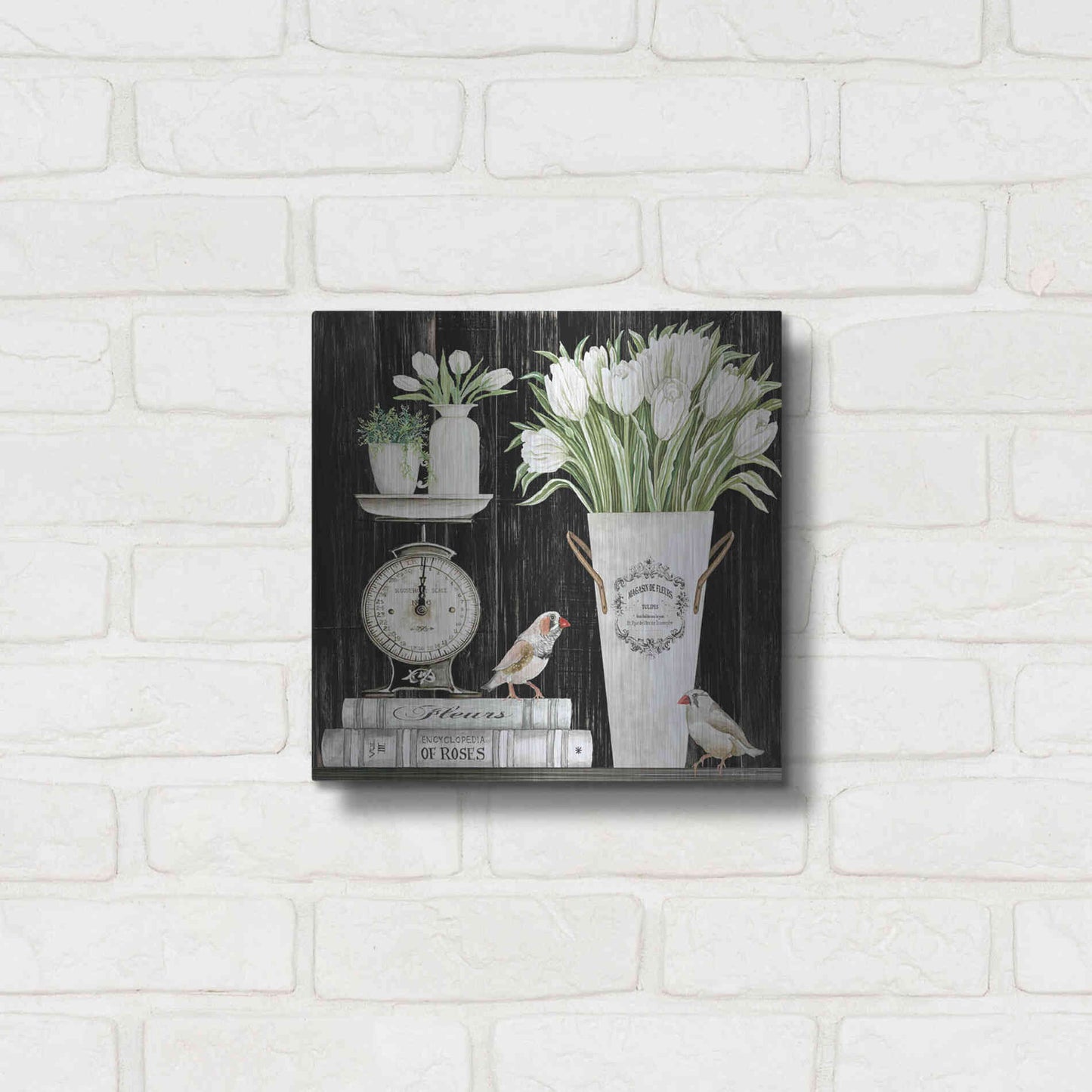 Luxe Metal Art 'Tulips and Scales' by Cindy Jacobs, Metal Wall Art,12x12