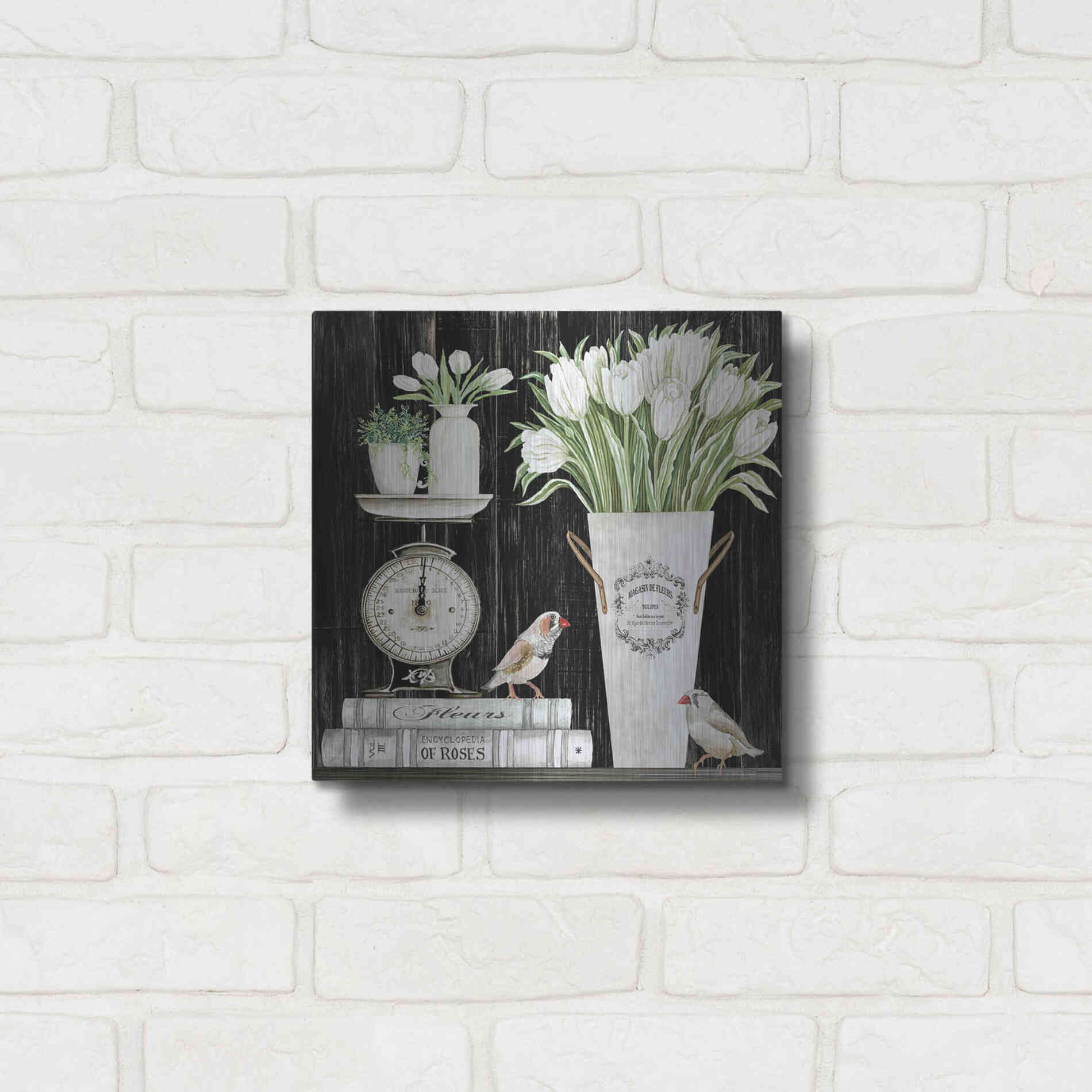 Luxe Metal Art 'Tulips and Scales' by Cindy Jacobs, Metal Wall Art,12x12