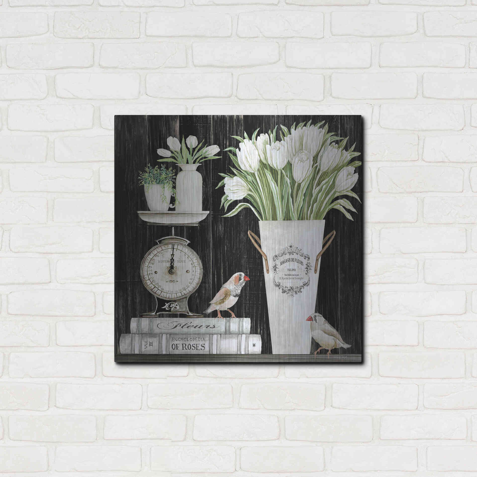 Luxe Metal Art 'Tulips and Scales' by Cindy Jacobs, Metal Wall Art,24x24