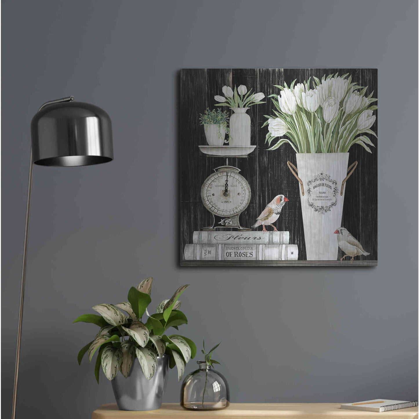 Luxe Metal Art 'Tulips and Scales' by Cindy Jacobs, Metal Wall Art,24x24