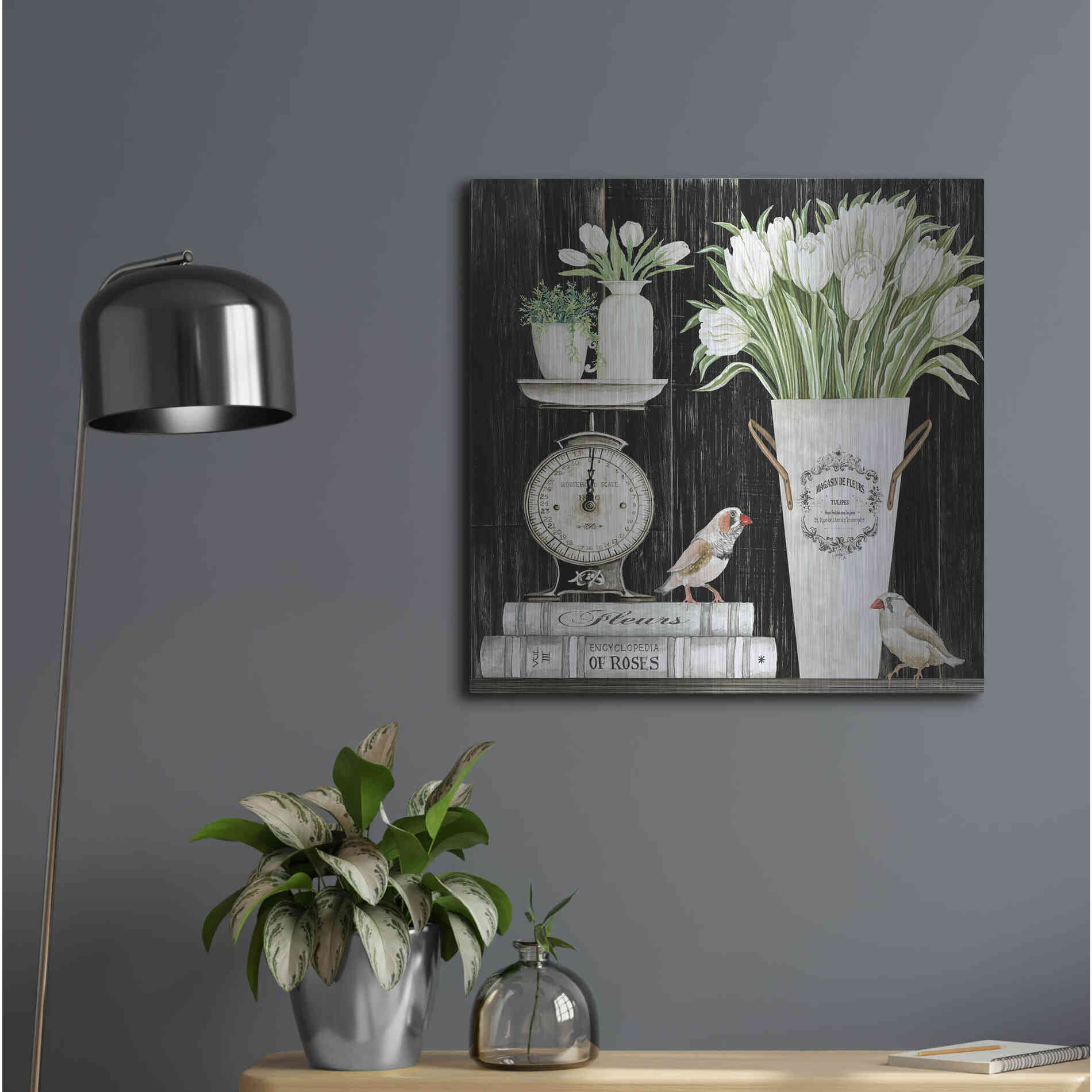 Luxe Metal Art 'Tulips and Scales' by Cindy Jacobs, Metal Wall Art,24x24