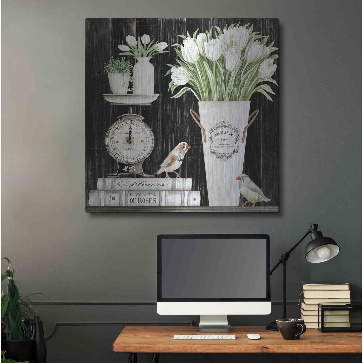 Luxe Metal Art 'Tulips and Scales' by Cindy Jacobs, Metal Wall Art,36x36