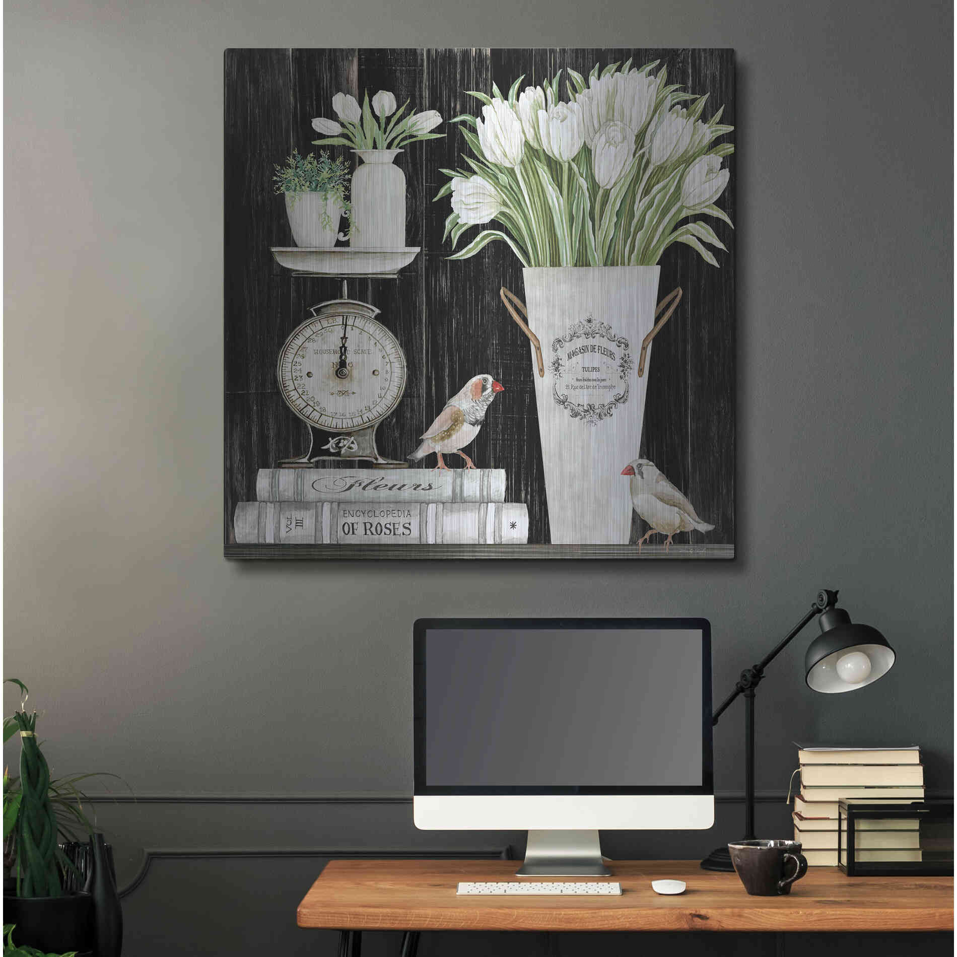 Luxe Metal Art 'Tulips and Scales' by Cindy Jacobs, Metal Wall Art,36x36