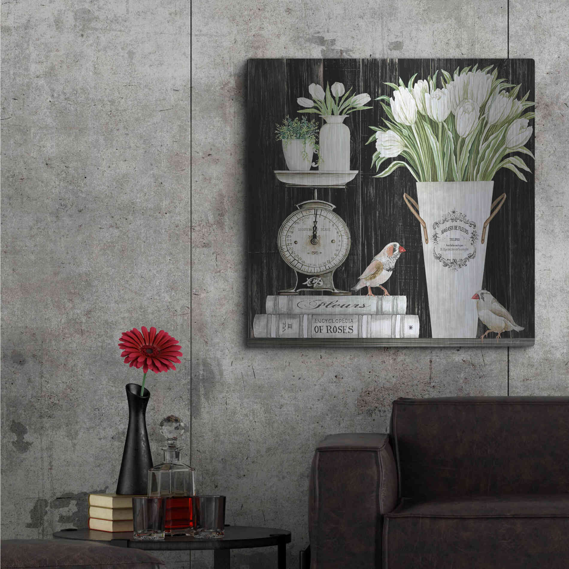 Luxe Metal Art 'Tulips and Scales' by Cindy Jacobs, Metal Wall Art,36x36