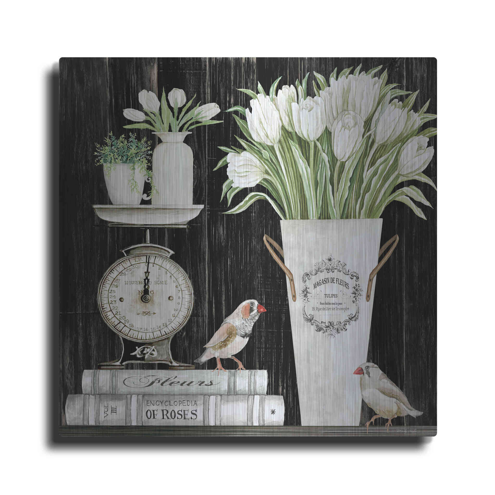 Luxe Metal Art 'Tulips and Scales' by Cindy Jacobs, Metal Wall Art