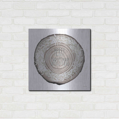 Luxe Metal Art 'Wood Land Merry Christmas Wreath' by Cindy Jacobs, Metal Wall Art,24x24