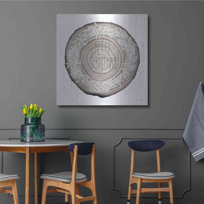 Luxe Metal Art 'Wood Land Merry Christmas Wreath' by Cindy Jacobs, Metal Wall Art,36x36