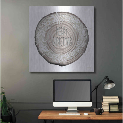 Luxe Metal Art 'Wood Land Merry Christmas Wreath' by Cindy Jacobs, Metal Wall Art,36x36