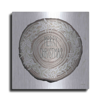 Luxe Metal Art 'Wood Land Merry Christmas Wreath' by Cindy Jacobs, Metal Wall Art