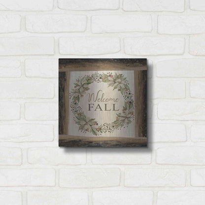 Luxe Metal Art 'Welcome Fall Wreath' by Cindy Jacobs, Metal Wall Art,12x12