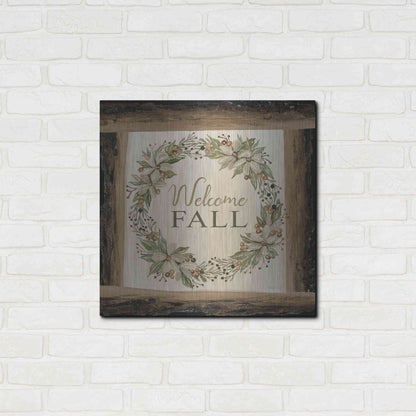 Luxe Metal Art 'Welcome Fall Wreath' by Cindy Jacobs, Metal Wall Art,24x24