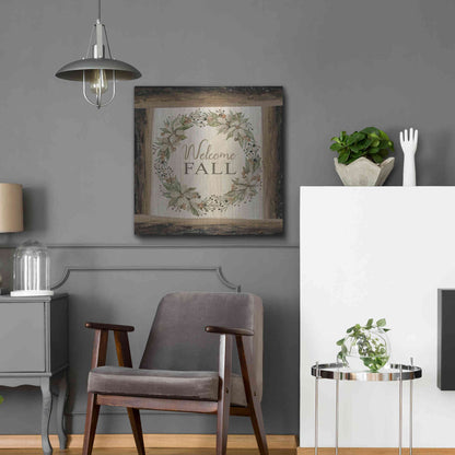 Luxe Metal Art 'Welcome Fall Wreath' by Cindy Jacobs, Metal Wall Art,24x24