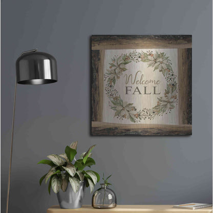 Luxe Metal Art 'Welcome Fall Wreath' by Cindy Jacobs, Metal Wall Art,24x24