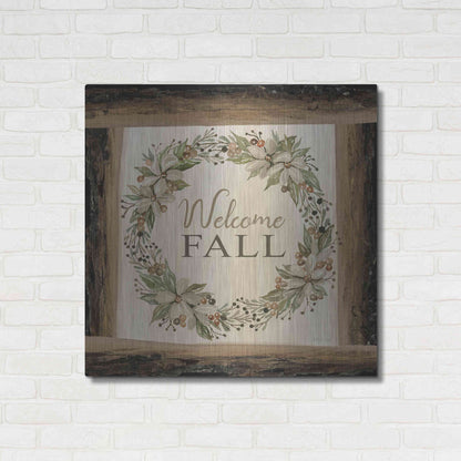 Luxe Metal Art 'Welcome Fall Wreath' by Cindy Jacobs, Metal Wall Art,36x36