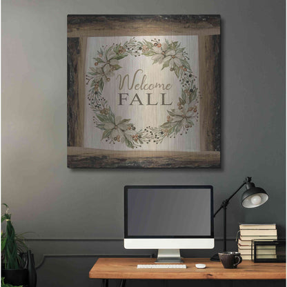 Luxe Metal Art 'Welcome Fall Wreath' by Cindy Jacobs, Metal Wall Art,36x36