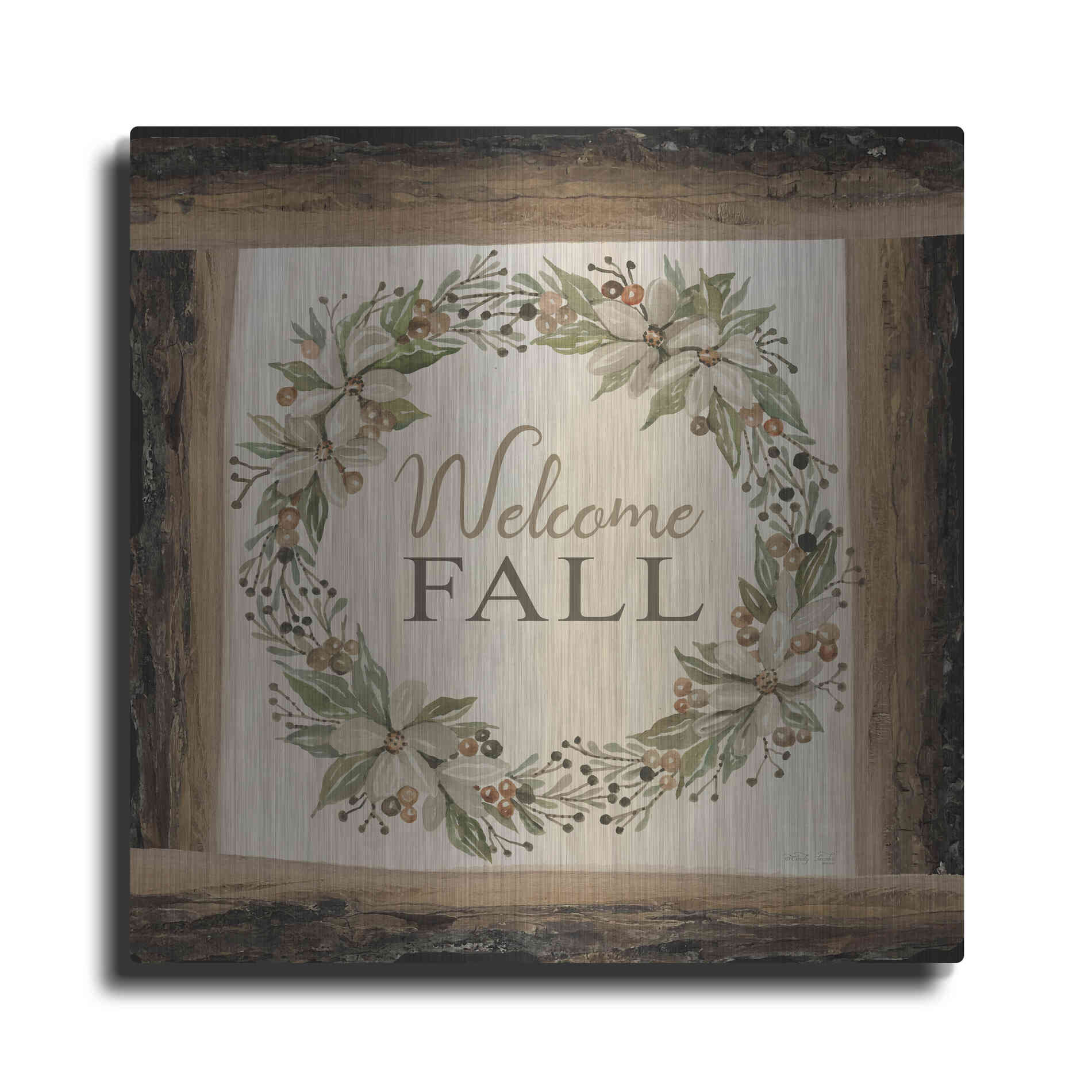 Luxe Metal Art 'Welcome Fall Wreath' by Cindy Jacobs, Metal Wall Art