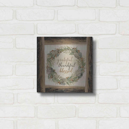 Luxe Metal Art 'Thankful Fall Wreath' by Cindy Jacobs, Metal Wall Art,12x12