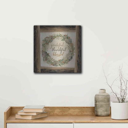 Luxe Metal Art 'Thankful Fall Wreath' by Cindy Jacobs, Metal Wall Art,12x12