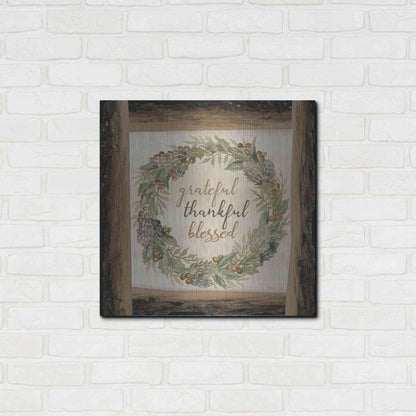 Luxe Metal Art 'Thankful Fall Wreath' by Cindy Jacobs, Metal Wall Art,24x24