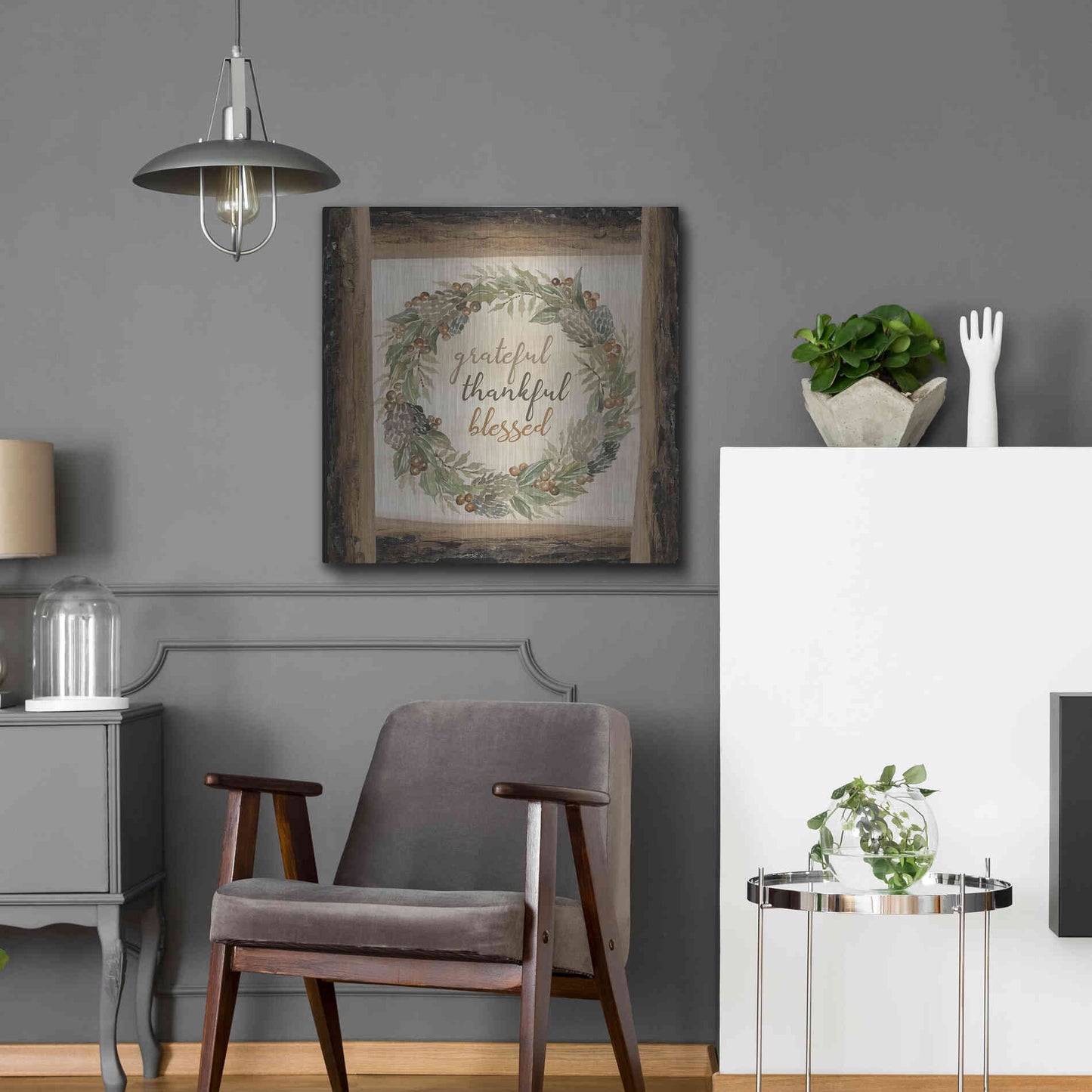 Luxe Metal Art 'Thankful Fall Wreath' by Cindy Jacobs, Metal Wall Art,24x24