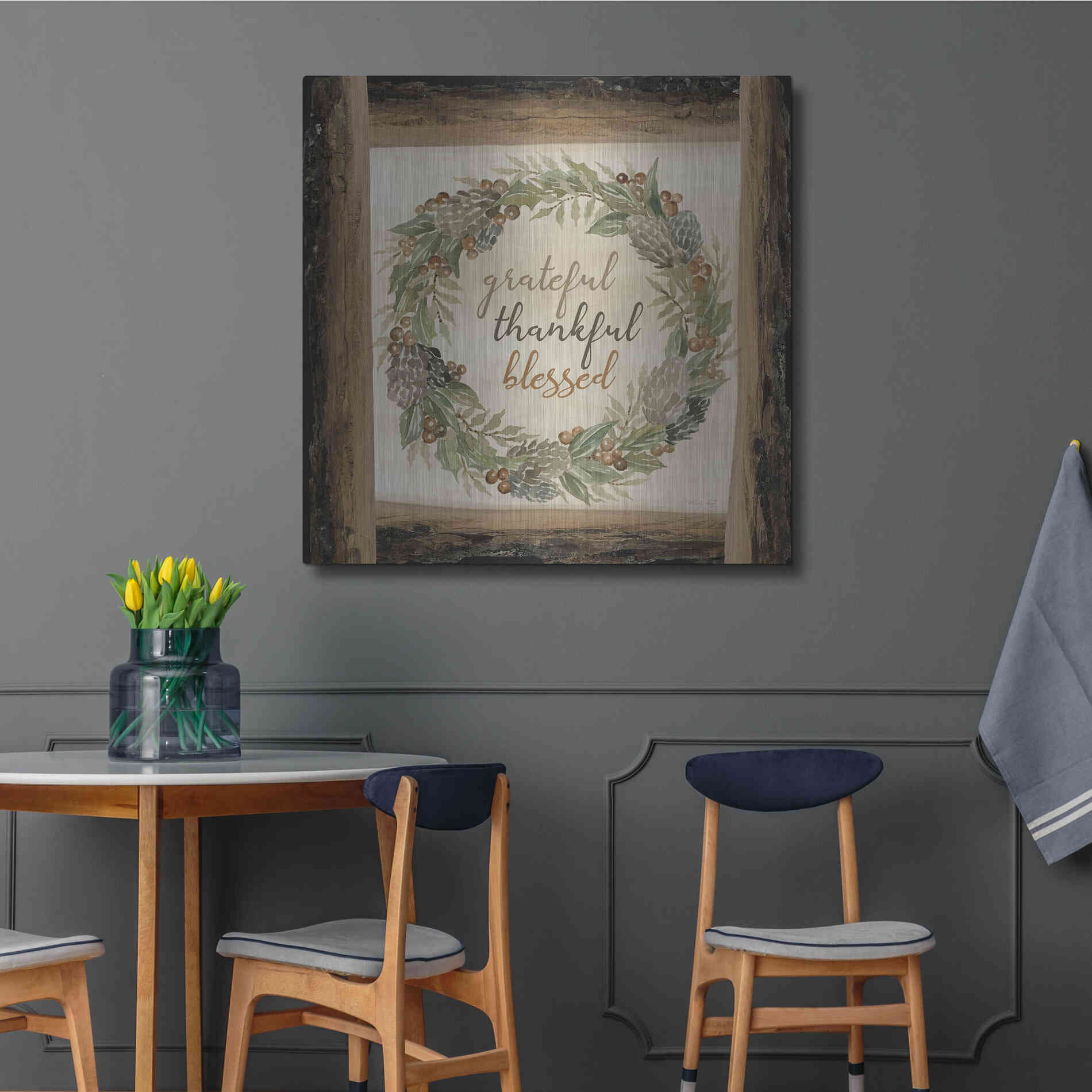 Luxe Metal Art 'Thankful Fall Wreath' by Cindy Jacobs, Metal Wall Art,36x36
