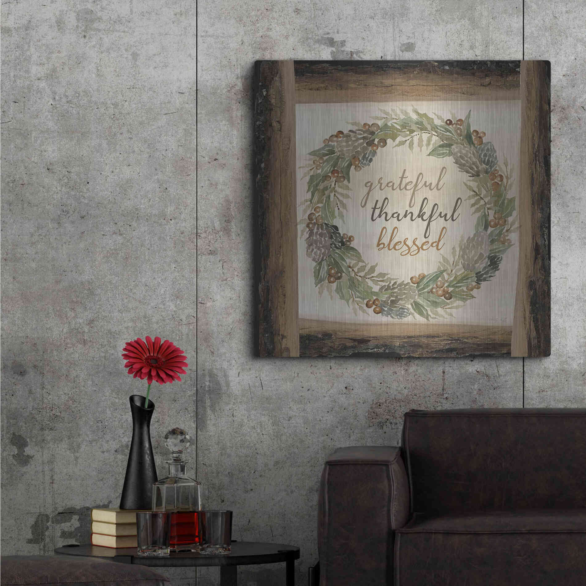 Luxe Metal Art 'Thankful Fall Wreath' by Cindy Jacobs, Metal Wall Art,36x36
