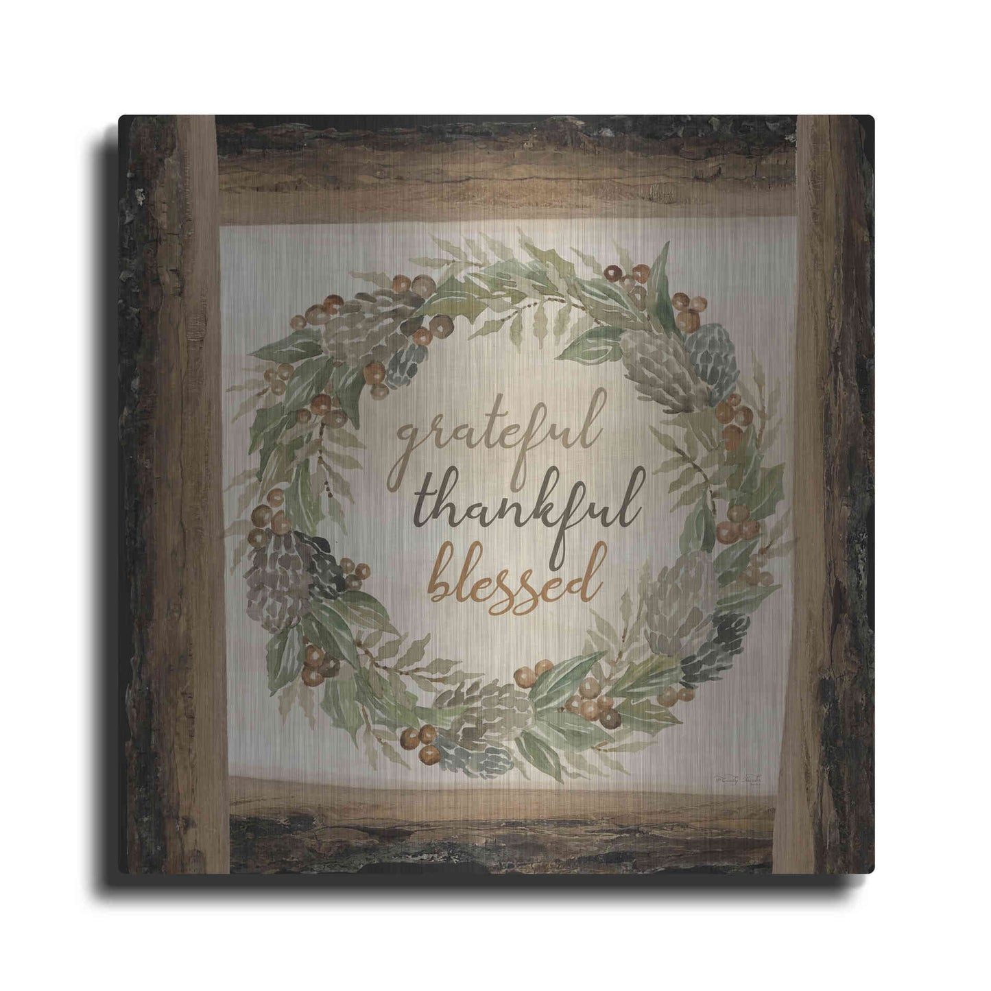 Luxe Metal Art 'Thankful Fall Wreath' by Cindy Jacobs, Metal Wall Art