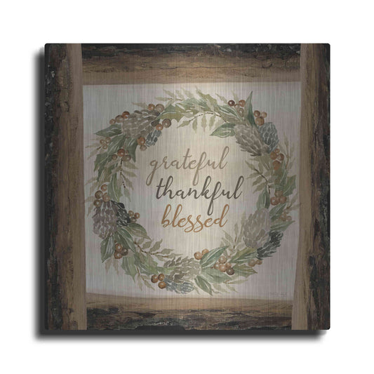 Luxe Metal Art 'Thankful Fall Wreath' by Cindy Jacobs, Metal Wall Art