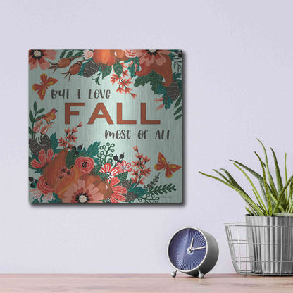 Luxe Metal Art 'I Love Fall' by Cindy Jacobs, Metal Wall Art,12x12