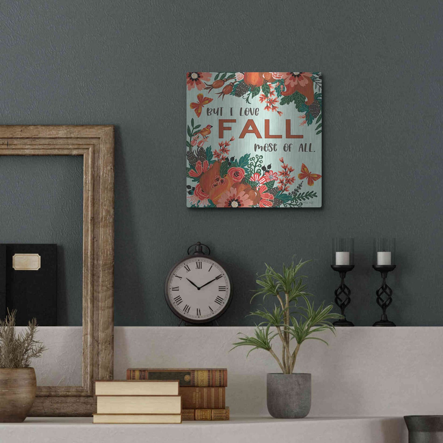 Luxe Metal Art 'I Love Fall' by Cindy Jacobs, Metal Wall Art,12x12