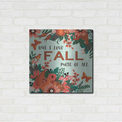 Luxe Metal Art 'I Love Fall' by Cindy Jacobs, Metal Wall Art,24x24