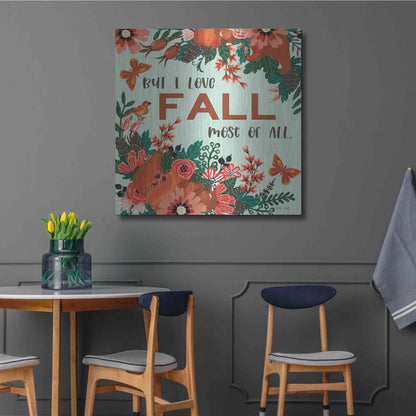 Luxe Metal Art 'I Love Fall' by Cindy Jacobs, Metal Wall Art,36x36
