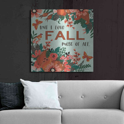 Luxe Metal Art 'I Love Fall' by Cindy Jacobs, Metal Wall Art,36x36