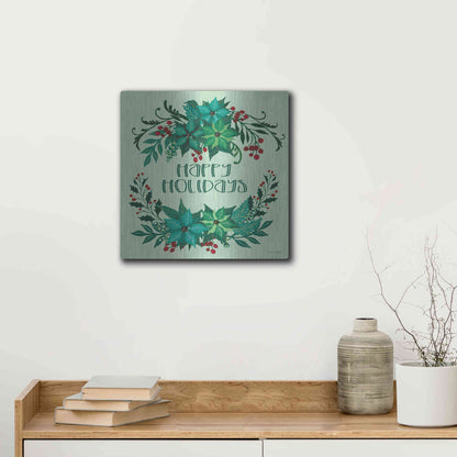 Luxe Metal Art 'Happy Holidays' by Cindy Jacobs, Metal Wall Art,12x12