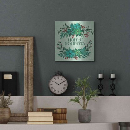 Luxe Metal Art 'Happy Holidays' by Cindy Jacobs, Metal Wall Art,12x12