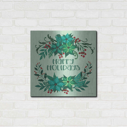 Luxe Metal Art 'Happy Holidays' by Cindy Jacobs, Metal Wall Art,24x24