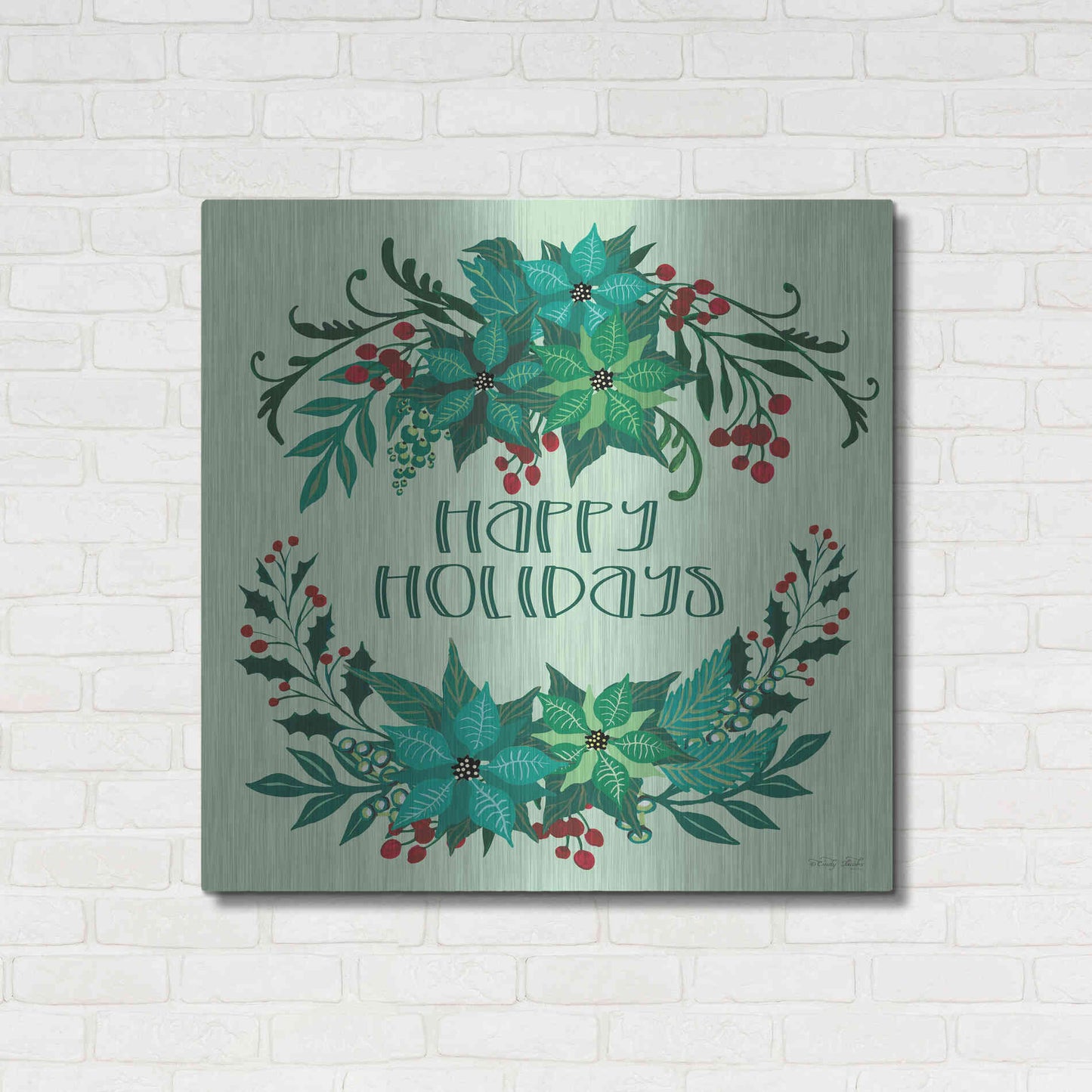 Luxe Metal Art 'Happy Holidays' by Cindy Jacobs, Metal Wall Art,36x36