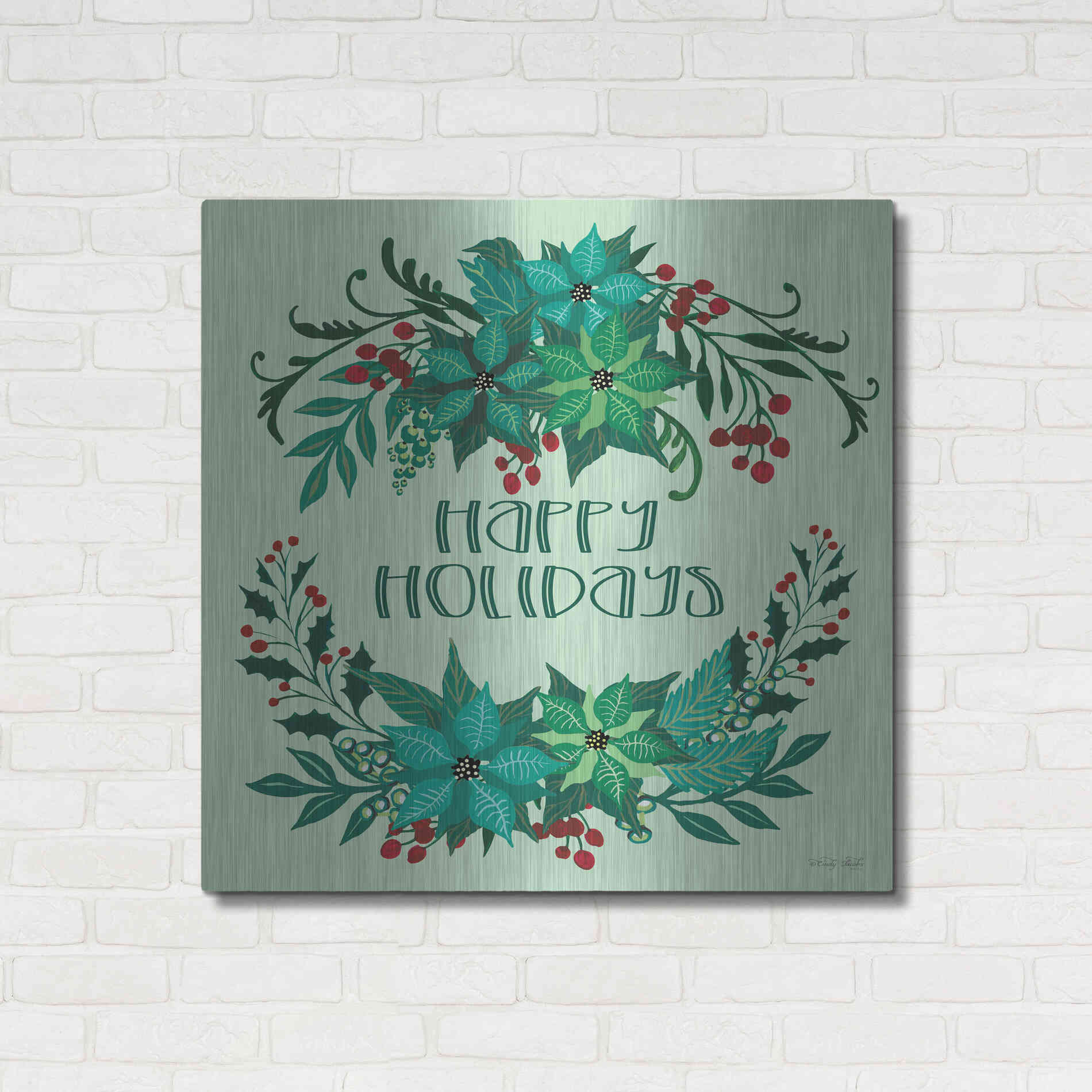 Luxe Metal Art 'Happy Holidays' by Cindy Jacobs, Metal Wall Art,36x36