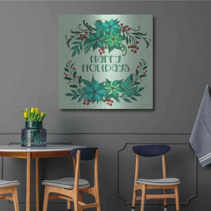 Luxe Metal Art 'Happy Holidays' by Cindy Jacobs, Metal Wall Art,36x36