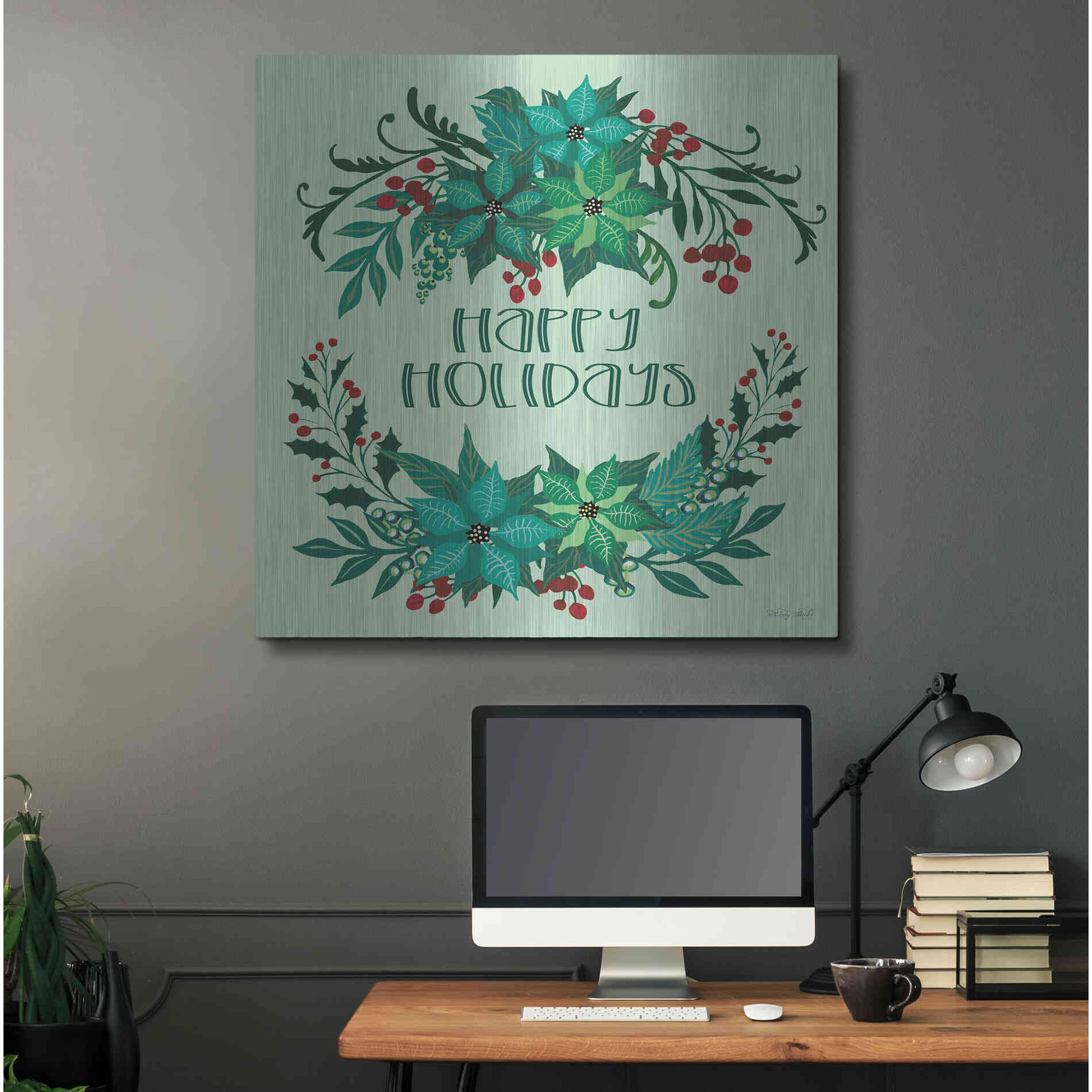 Luxe Metal Art 'Happy Holidays' by Cindy Jacobs, Metal Wall Art,36x36