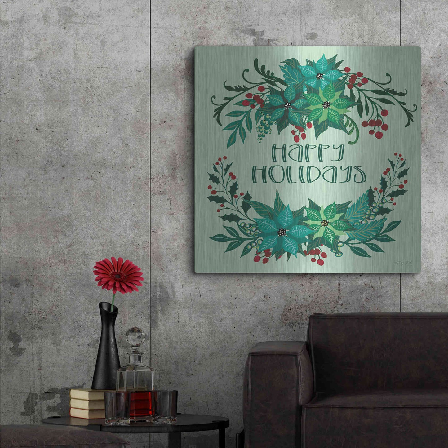 Luxe Metal Art 'Happy Holidays' by Cindy Jacobs, Metal Wall Art,36x36