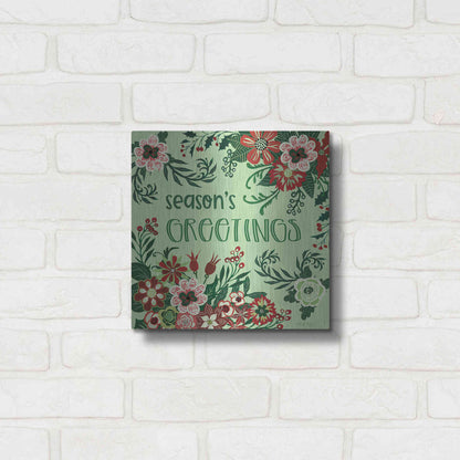 Luxe Metal Art 'Season's Greetings Florals' by Cindy Jacobs, Metal Wall Art,12x12