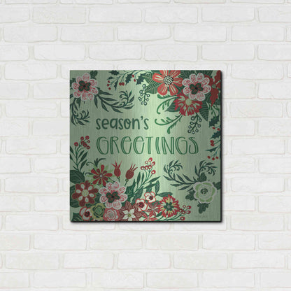 Luxe Metal Art 'Season's Greetings Florals' by Cindy Jacobs, Metal Wall Art,24x24