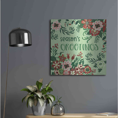 Luxe Metal Art 'Season's Greetings Florals' by Cindy Jacobs, Metal Wall Art,24x24