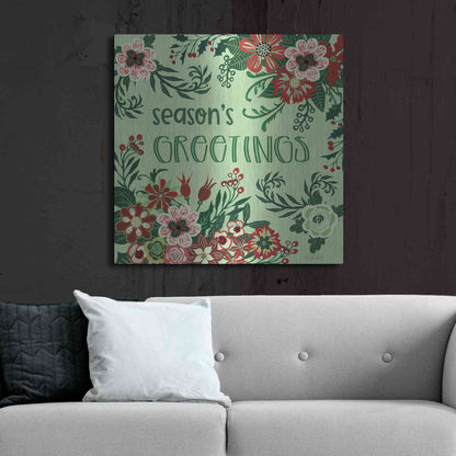 Luxe Metal Art 'Season's Greetings Florals' by Cindy Jacobs, Metal Wall Art,36x36