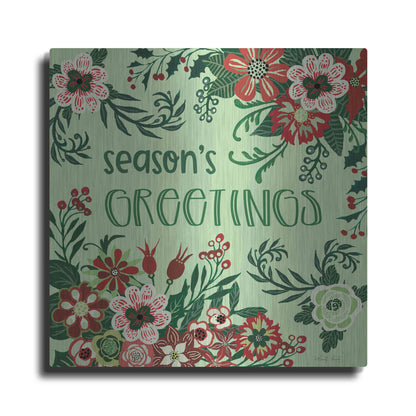 Luxe Metal Art 'Season's Greetings Florals' by Cindy Jacobs, Metal Wall Art