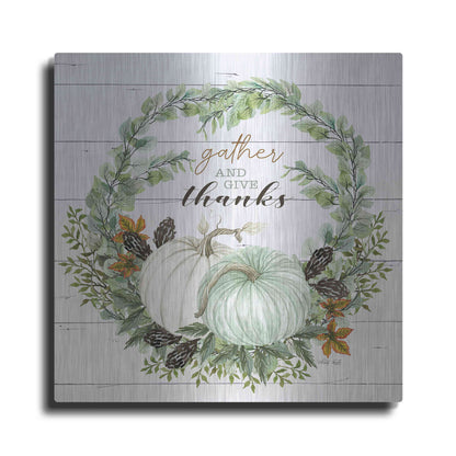 Luxe Metal Art 'Gather and Give Thanks Wreath' by Cindy Jacobs, Metal Wall Art